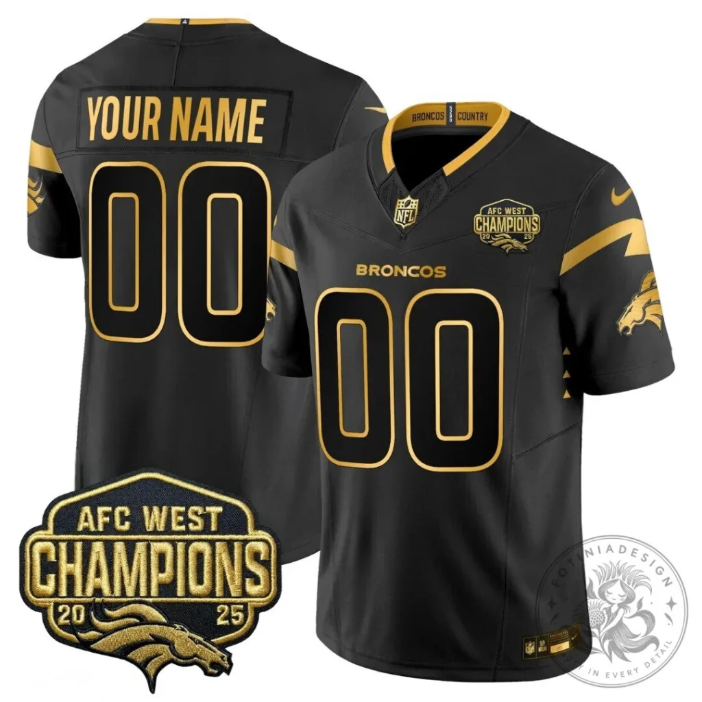 AFC West Champions Denver Broncos Custom Black Football Jersey 22 AFC West Champions Denver Broncos Custom Black Football Jersey