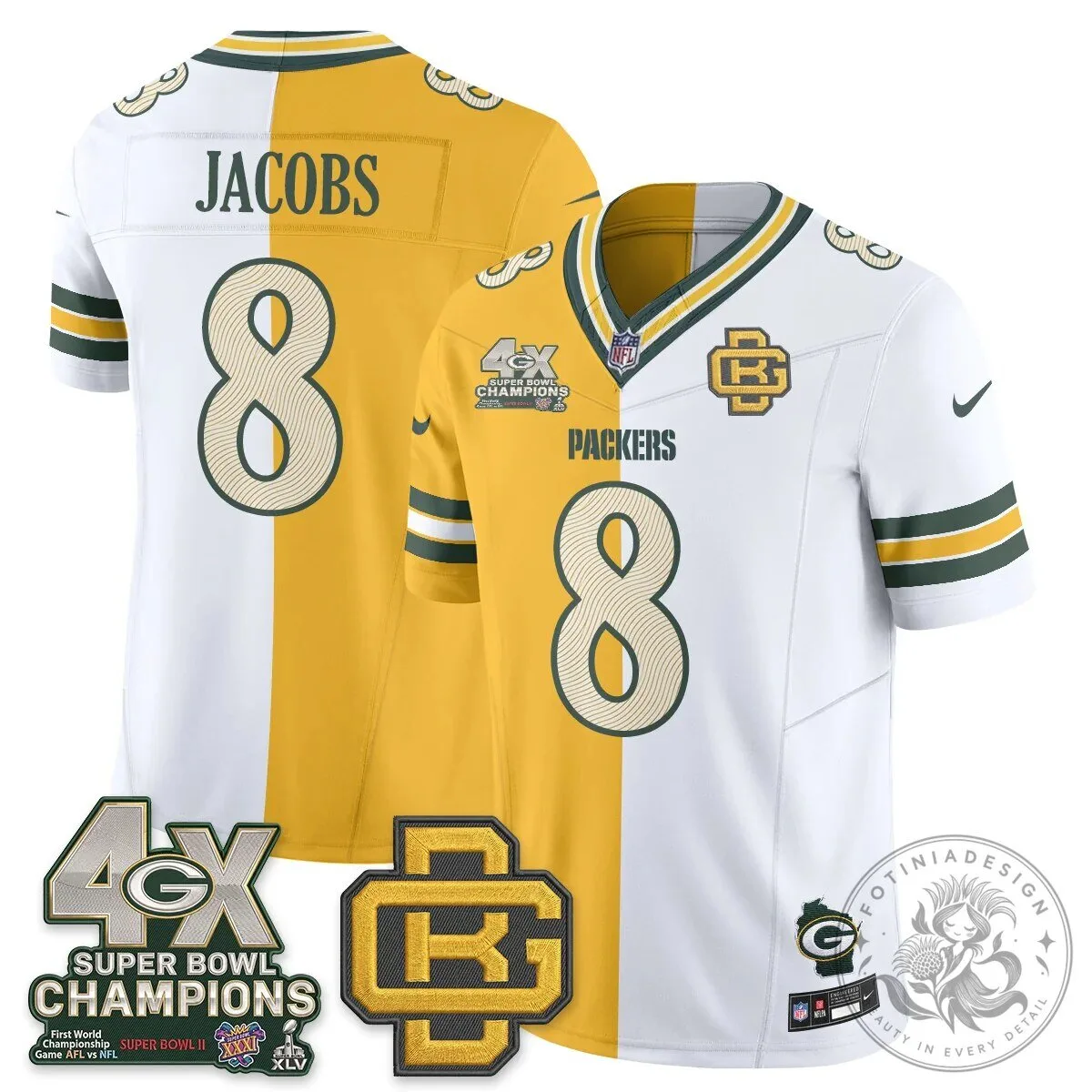 Jordan Love Number 10 Split Edition Football Jersey - Green Bay Packers 35 Jordan Love Number 10 Split Edition Football Jersey - Green Bay Packers