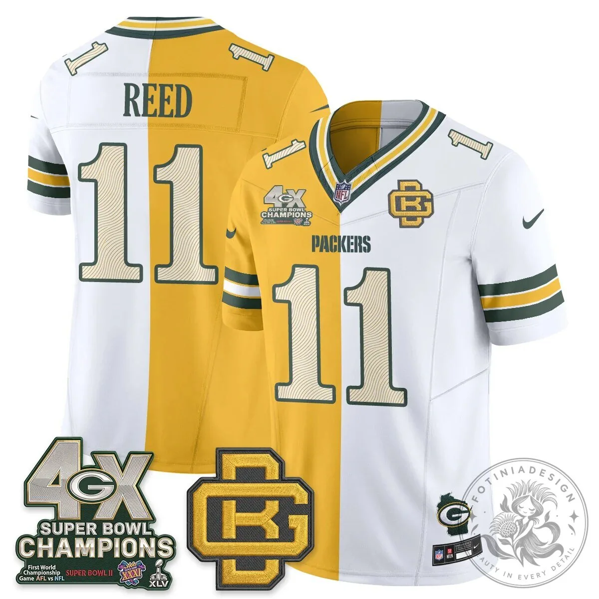 Jordan Love Number 10 Split Edition Football Jersey - Green Bay Packers 36 Jordan Love Number 10 Split Edition Football Jersey - Green Bay Packers
