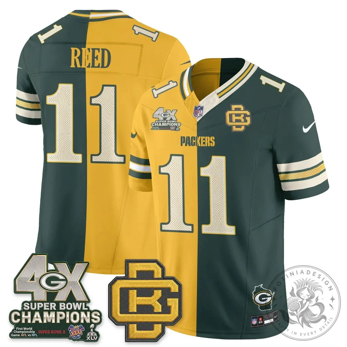 Jordan Love Number 10 Split Edition Football Jersey - Green Bay Packers 46 Jordan Love Number 10 Split Edition Football Jersey - Green Bay Packers