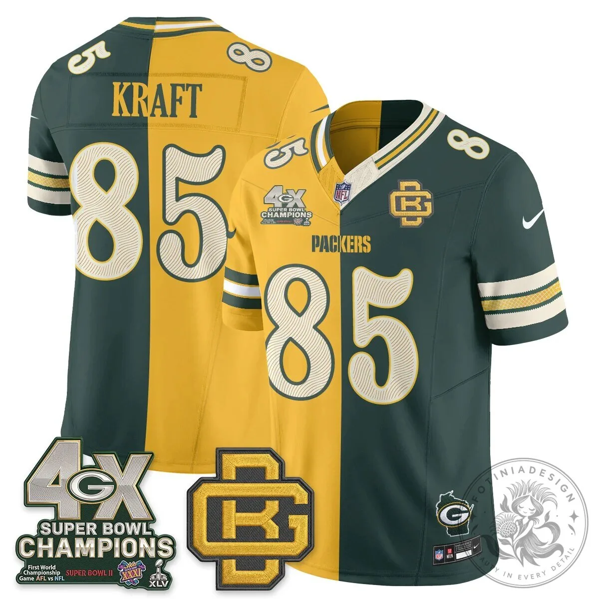 Jordan Love Number 10 Split Edition Football Jersey - Green Bay Packers 50 Jordan Love Number 10 Split Edition Football Jersey - Green Bay Packers