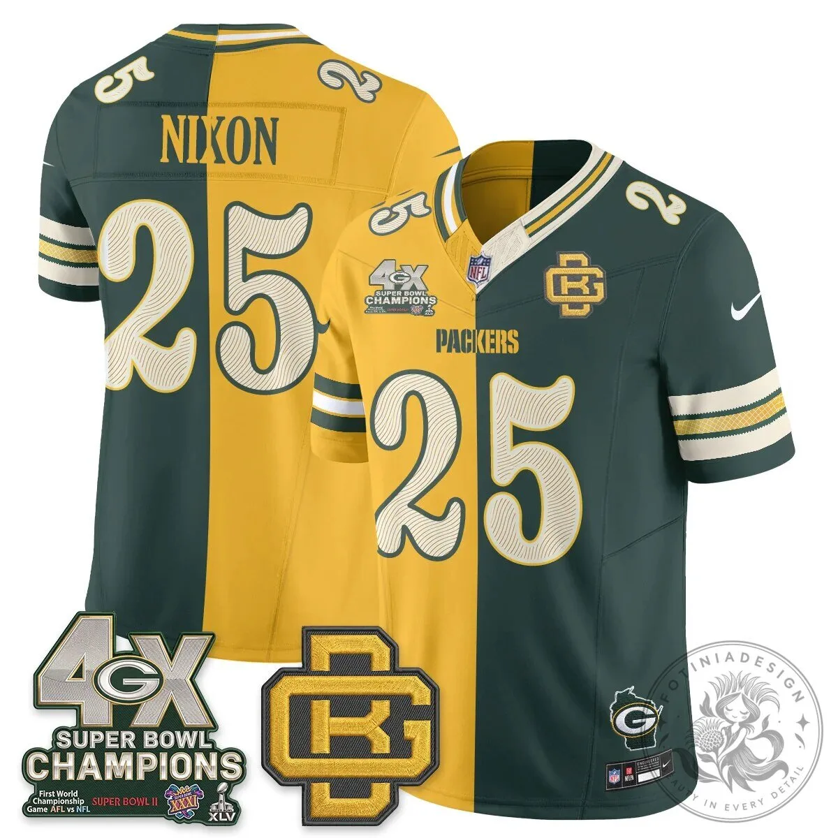 Jordan Love Number 10 Split Edition Football Jersey - Green Bay Packers 51 Jordan Love Number 10 Split Edition Football Jersey - Green Bay Packers