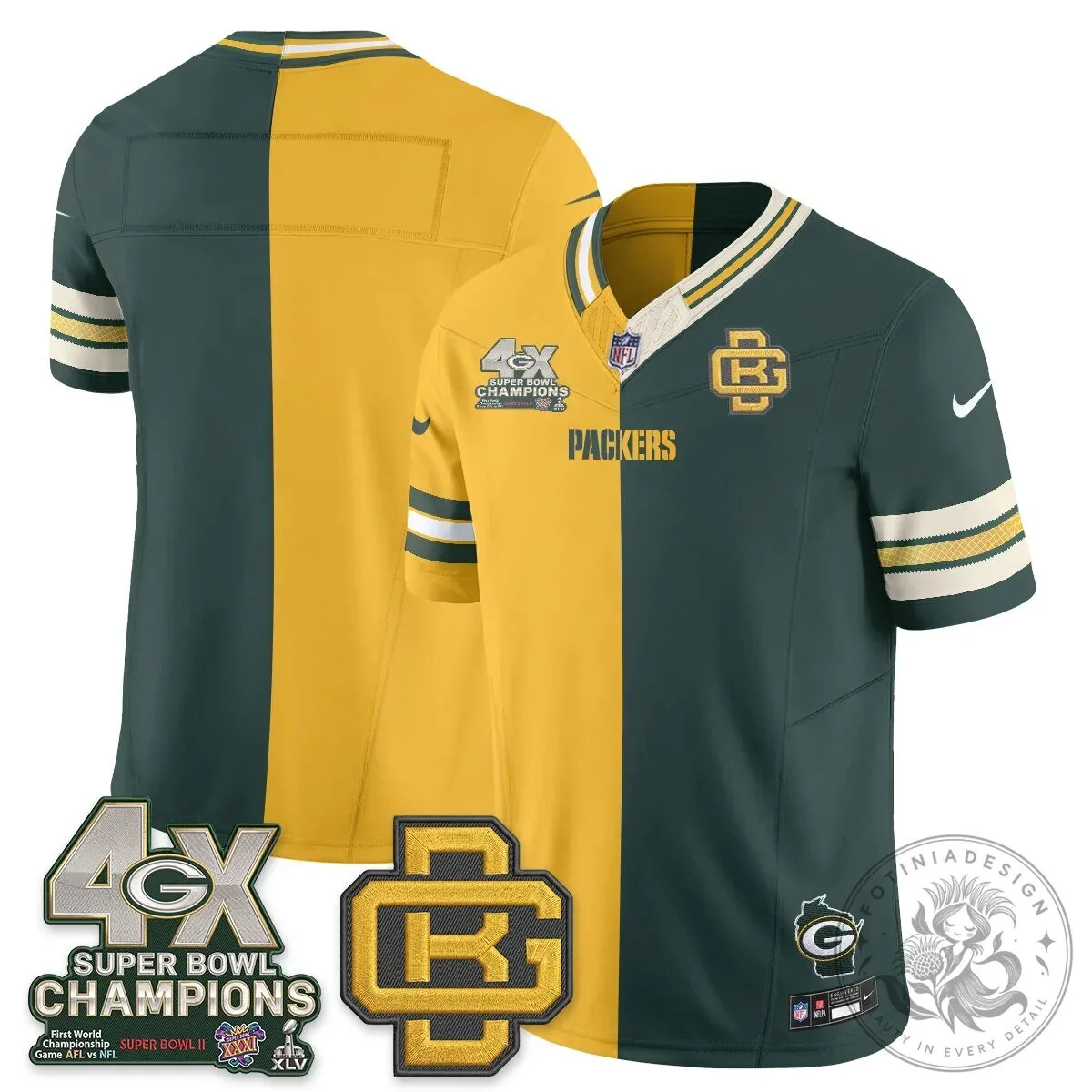 Jordan Love Number 10 Split Edition Football Jersey - Green Bay Packers 52 Jordan Love Number 10 Split Edition Football Jersey - Green Bay Packers