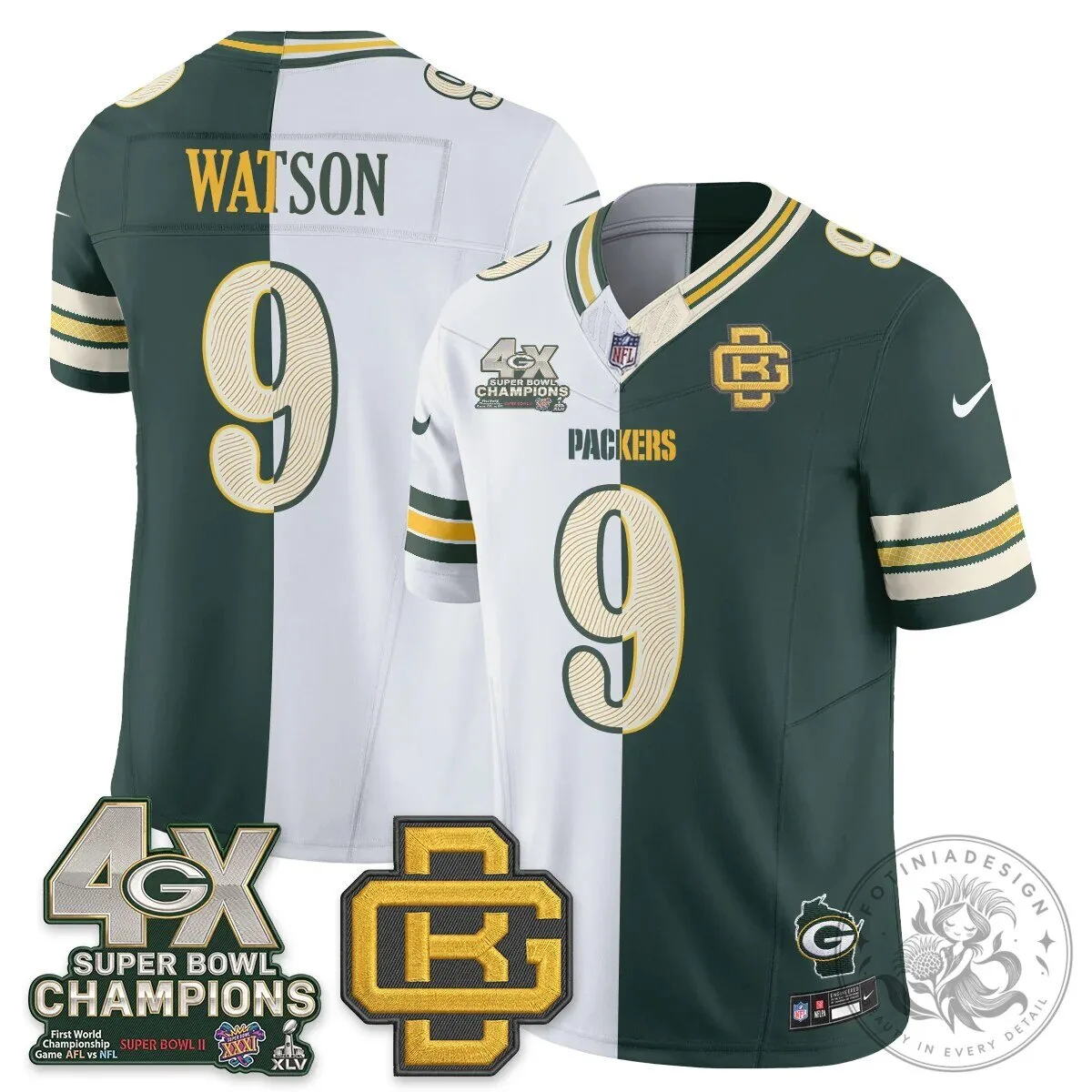 Jordan Love Number 10 Split Edition Football Jersey - Green Bay Packers 57 Jordan Love Number 10 Split Edition Football Jersey - Green Bay Packers