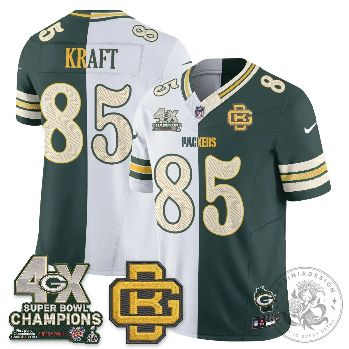 Jordan Love Number 10 Split Edition Football Jersey - Green Bay Packers 60 Jordan Love Number 10 Split Edition Football Jersey - Green Bay Packers