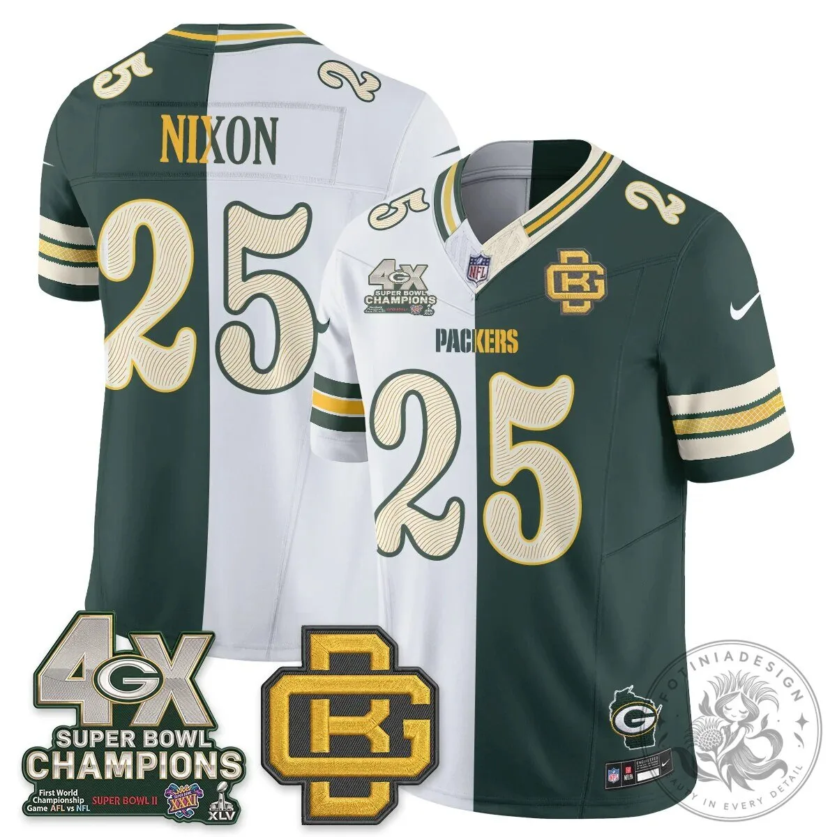 Jordan Love Number 10 Split Edition Football Jersey - Green Bay Packers 61 Jordan Love Number 10 Split Edition Football Jersey - Green Bay Packers