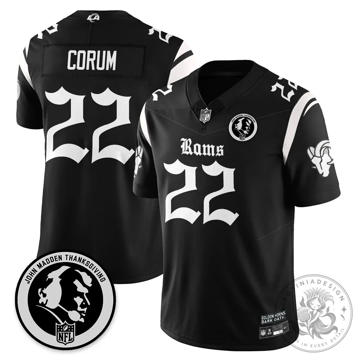 John Madden Thanksgiving Los Angeles Rams Puka Nacua Number 12 Football Jersey 42 John Madden Thanksgiving Los Angeles Rams Puka Nacua Number 12 Football Jersey