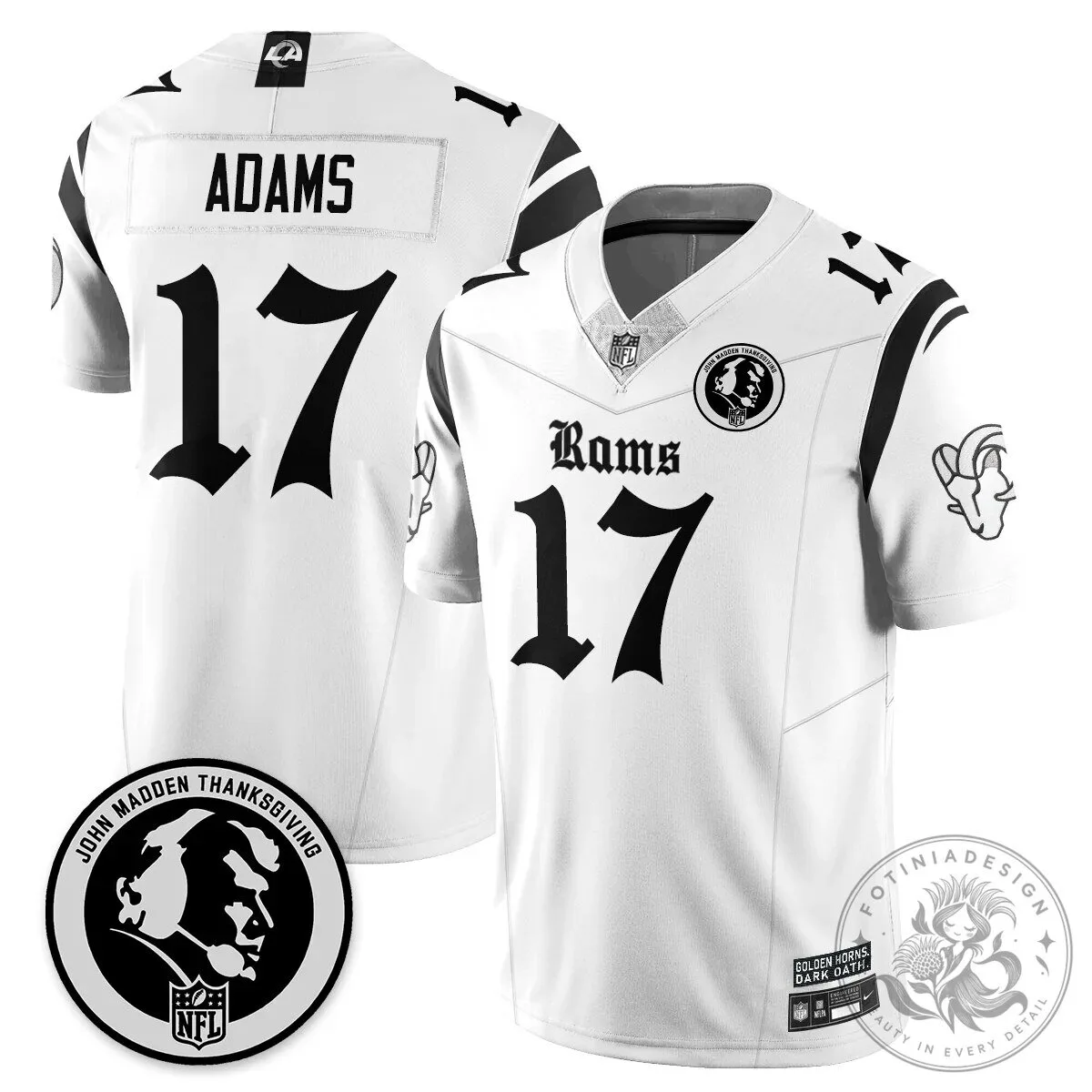 John Madden Thanksgiving Los Angeles Rams Puka Nacua Number 12 Football Jersey 49 John Madden Thanksgiving Los Angeles Rams Puka Nacua Number 12 Football Jersey