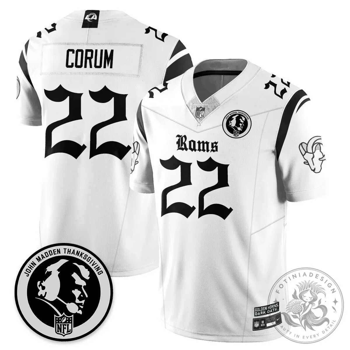 John Madden Thanksgiving Los Angeles Rams Puka Nacua Number 12 Football Jersey 51 John Madden Thanksgiving Los Angeles Rams Puka Nacua Number 12 Football Jersey