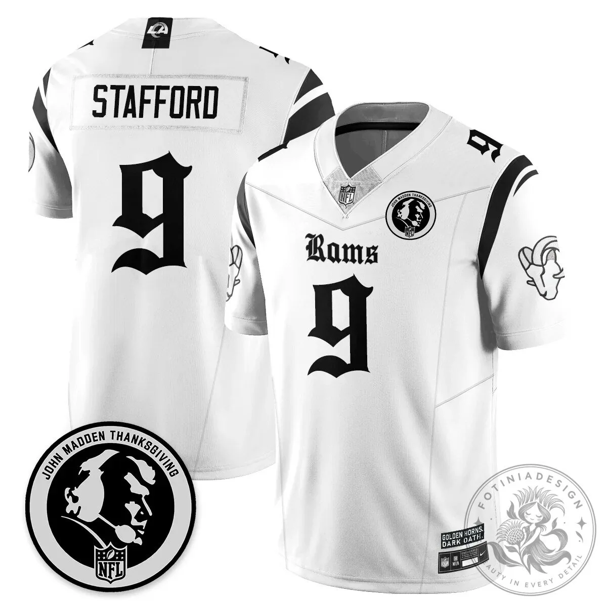 John Madden Thanksgiving Los Angeles Rams Puka Nacua Number 12 Football Jersey 54 John Madden Thanksgiving Los Angeles Rams Puka Nacua Number 12 Football Jersey