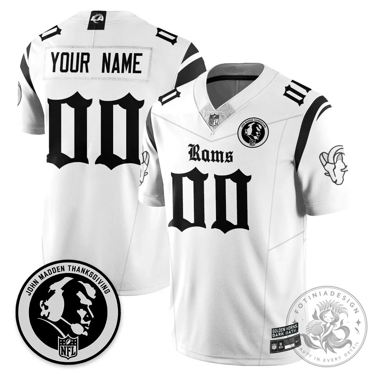 John Madden Thanksgiving Los Angeles Rams Puka Nacua Number 12 Football Jersey 57 John Madden Thanksgiving Los Angeles Rams Puka Nacua Number 12 Football Jersey