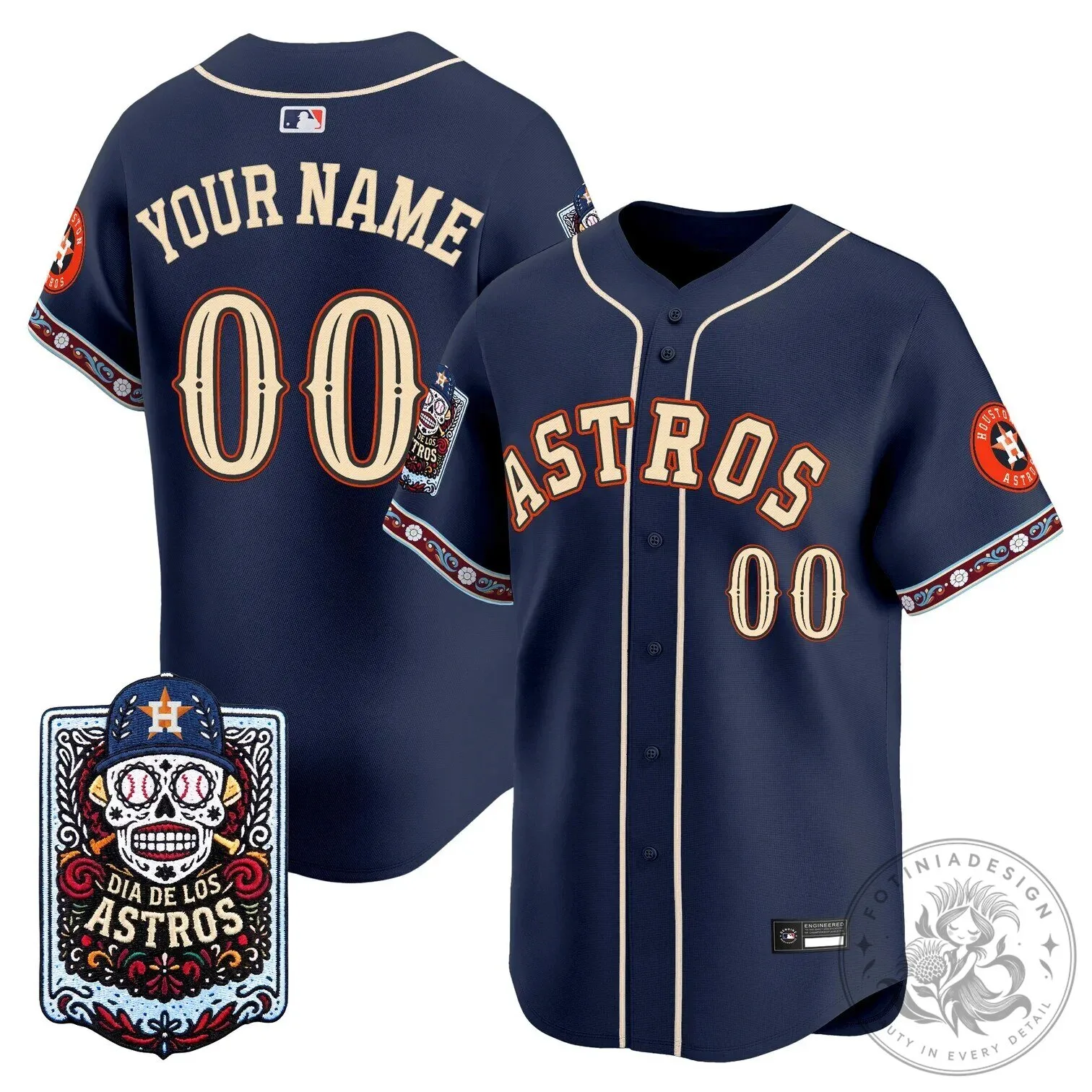 Houston Astros Dia de los Muertos Custom Baseball Jersey