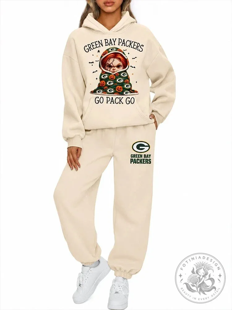 Green Bay Packers Chucky Halloween Go Pack Go Women's Hoodie Tracksuit