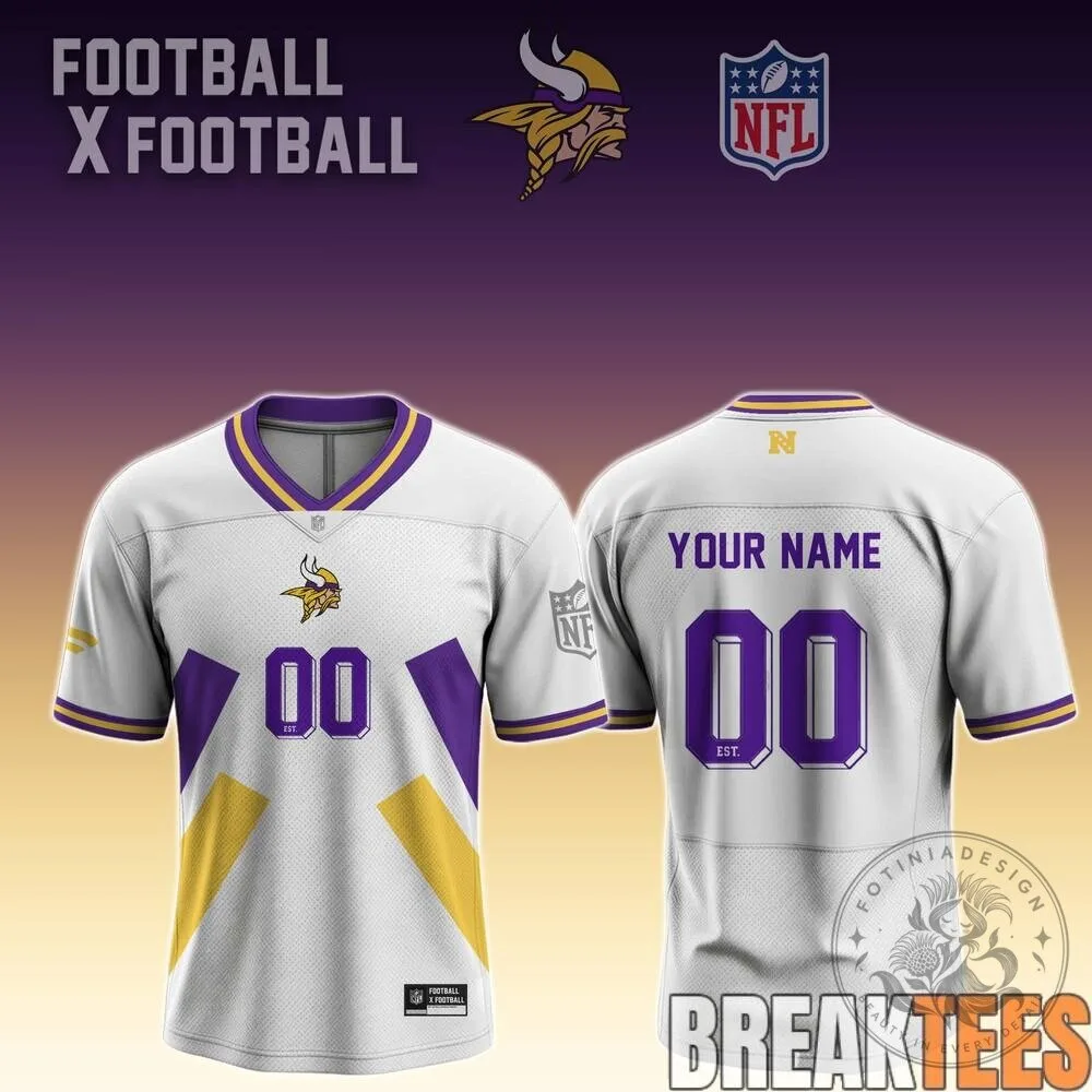 Minnesota Vikings Football Team NFL White and Purple Custom Football Jersey