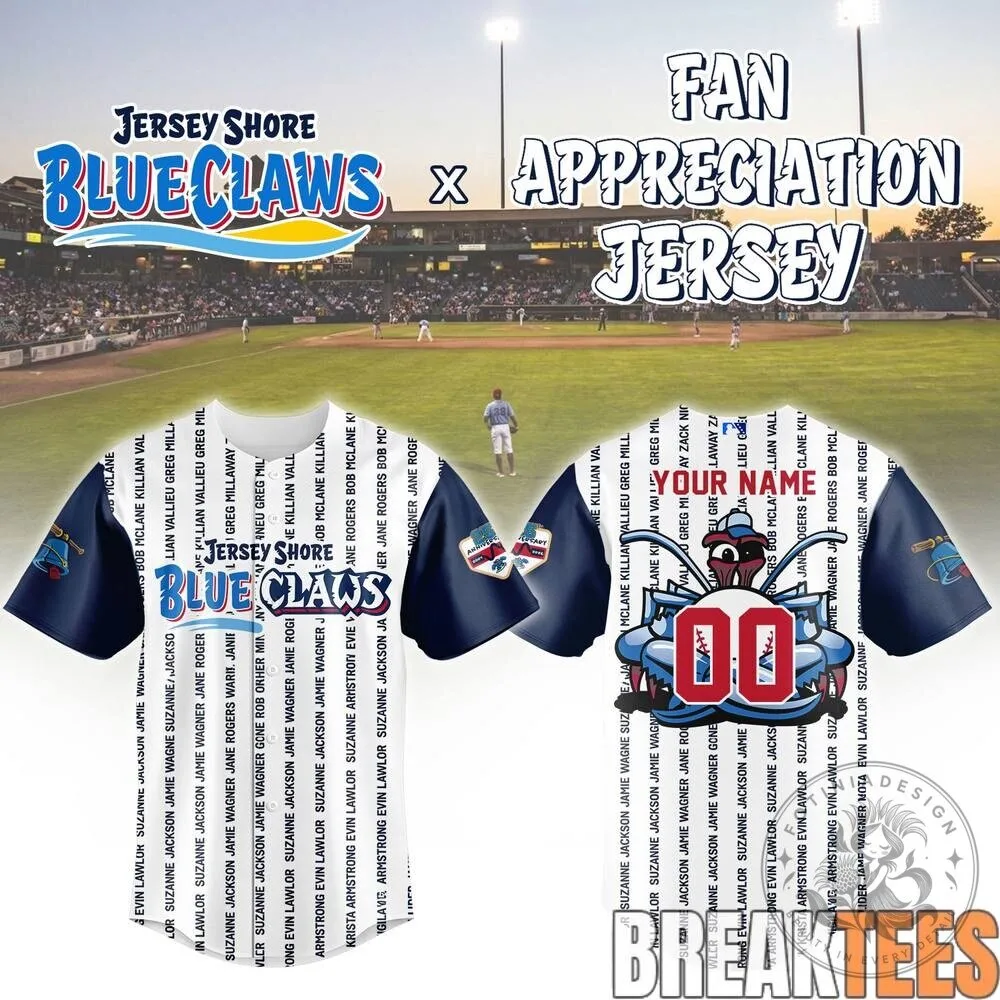 Jersey Shore BlueClaws Fan Appreciation Night Baseball Jersey