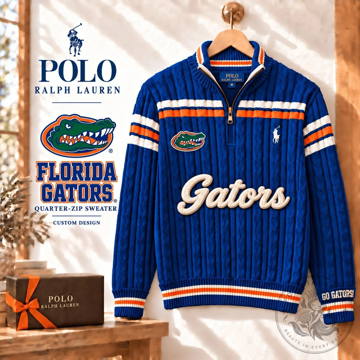Ralph Lauren Quarter-Zip Cable-Knit Sweater for Florida Gators