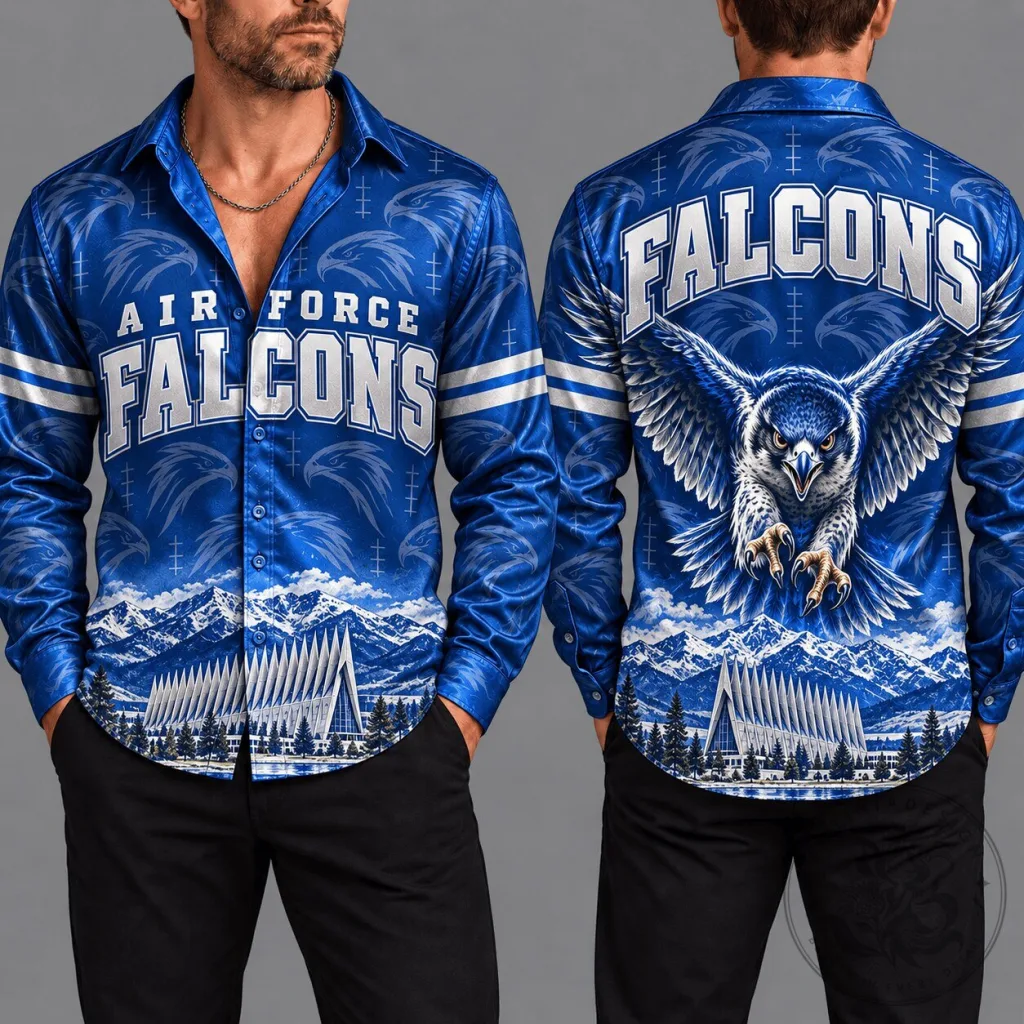 Air Force Falcons Blue Mountain Design Long-Sleeve Button-Up Shirt Air Force Falcons Blue Mountain Design Long-Sleeve Button-Up Shirt