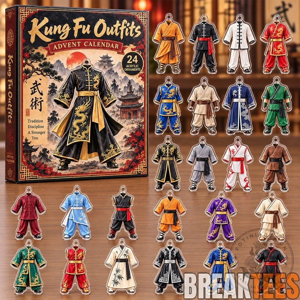 Kung Fu Outfits Advent Calendar 2026 with 24 Acrylic Ornaments
