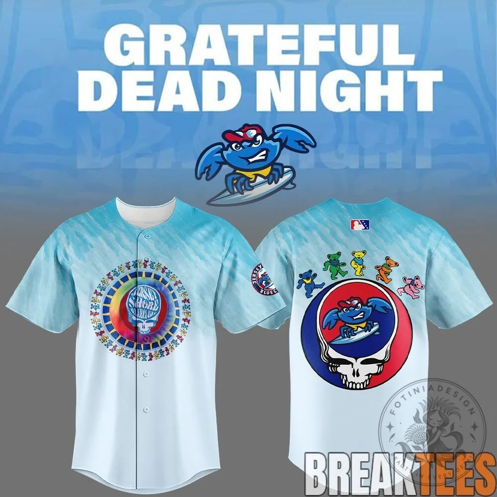 Grateful Dead Night Jersey Shore BlueClaws Dancing Bears Baseball Jersey 9 Grateful Dead Night Jersey Shore BlueClaws Dancing Bears Baseball Jersey