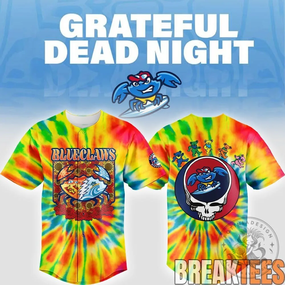 Grateful Dead Night Jersey Shore BlueClaws Dancing Bears Baseball Jersey 10 Grateful Dead Night Jersey Shore BlueClaws Dancing Bears Baseball Jersey