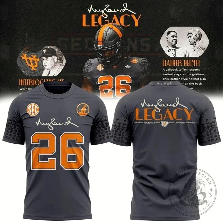 Tennessee Football Neyland Legacy Number 26 Gray T-Shirt