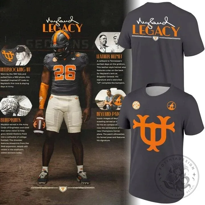 UT Logo T-Shirt with Interlocking Design - Tennessee Football Neyland Legacy Edition
