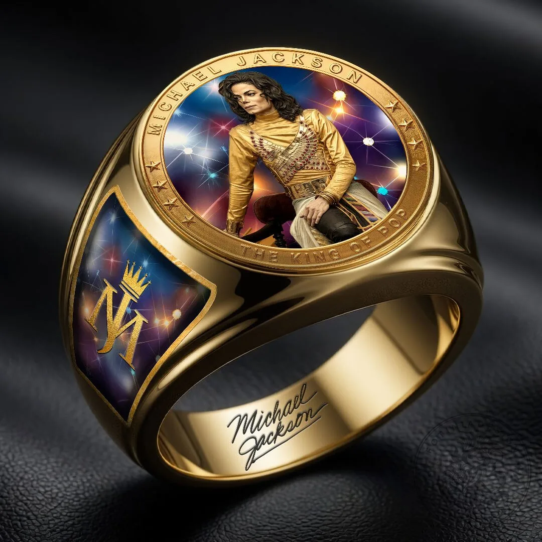 Michael Jackson The King of Pop Gold Engraved Commemorative Ring