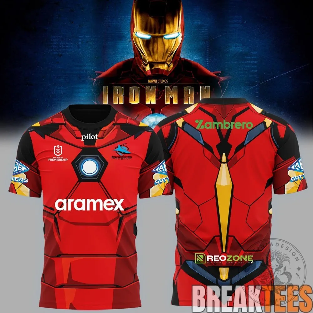 Cronulla Sharks Rugby League Ironman Marvel Superhero Jersey