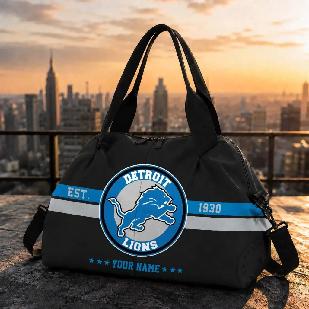 Detroit Lions Personalized Football Team Travel Bag Detroit Lions Personalized Football Team Travel Bag