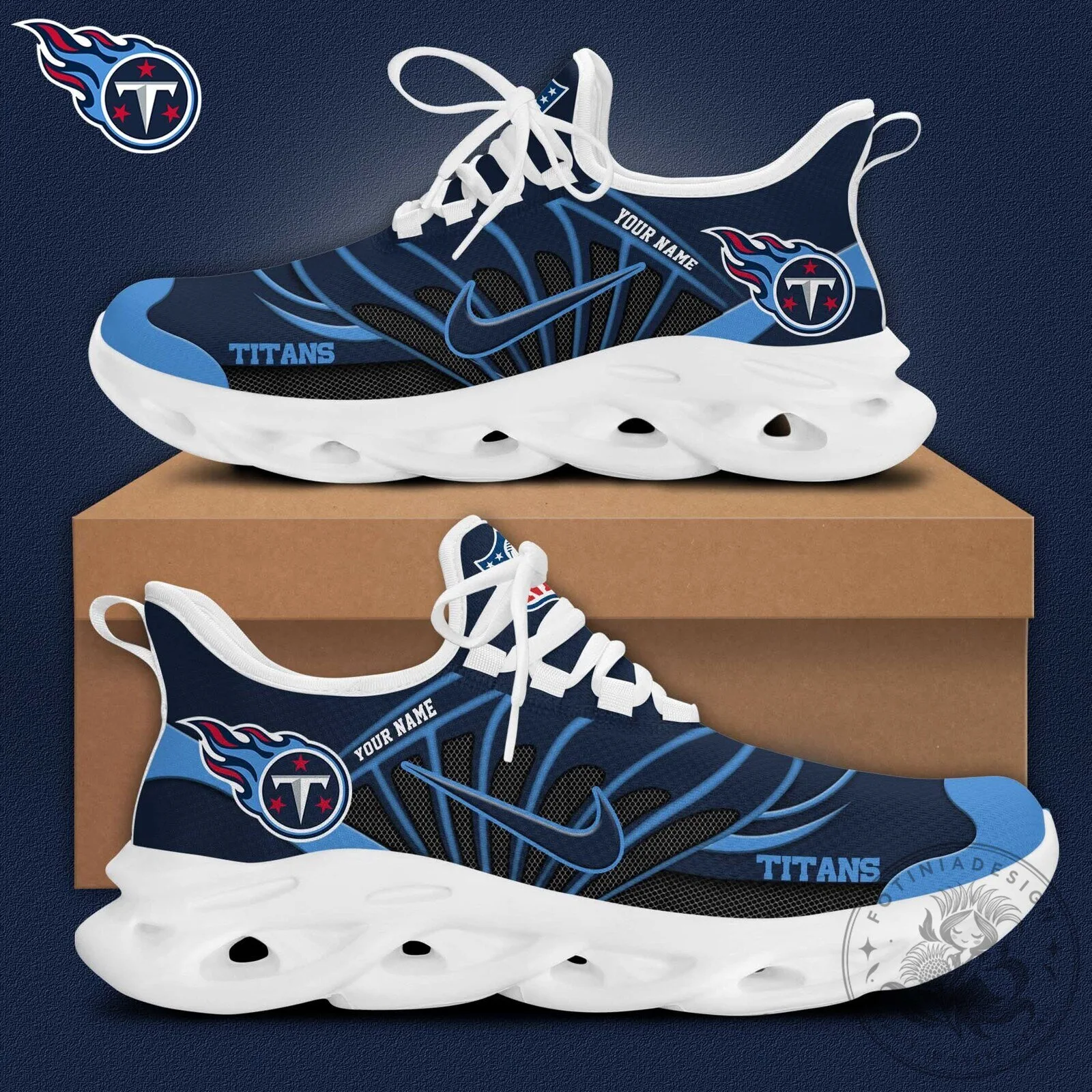 Tennessee Titans NFL Team Logo Personalized Blue Max Soul Shoes