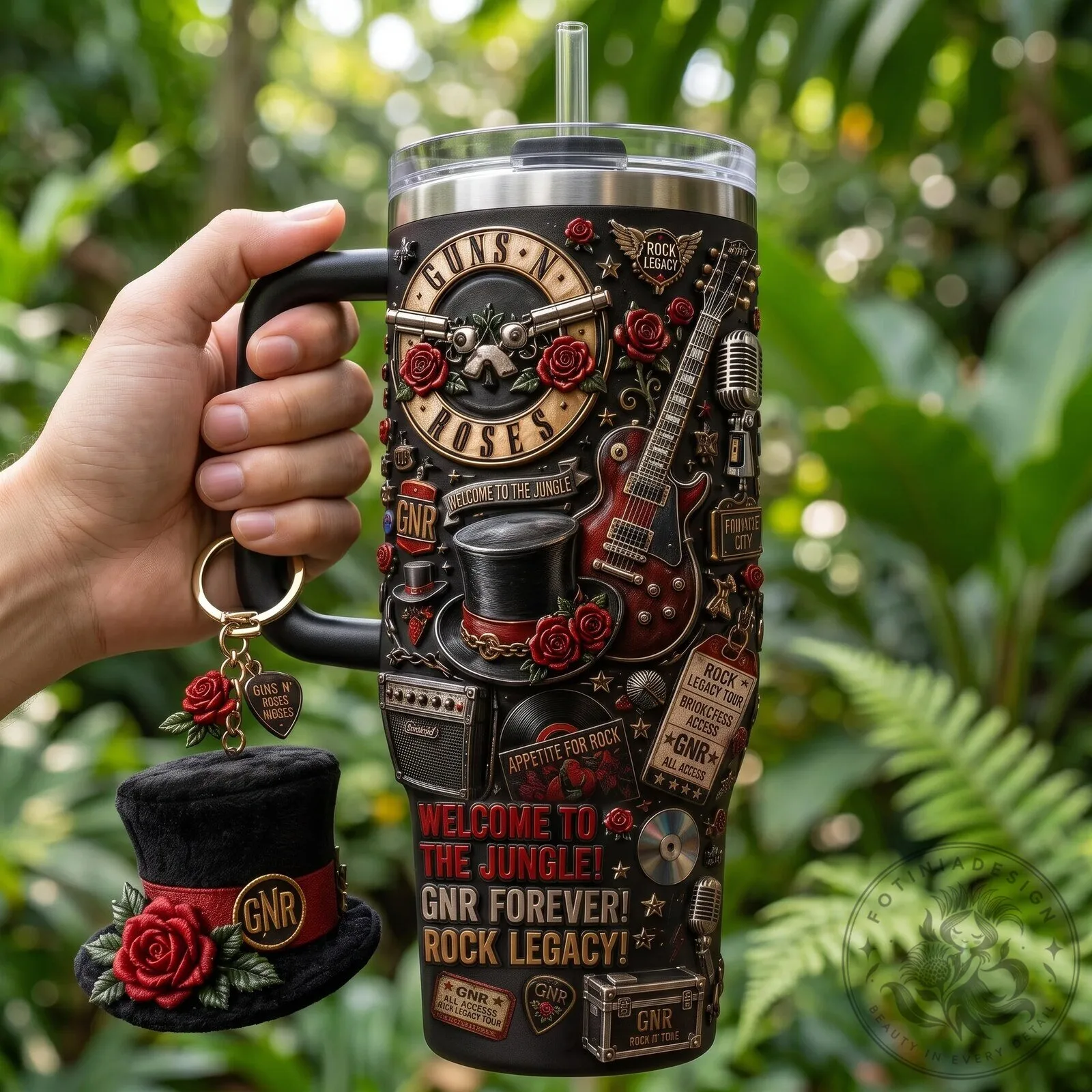 Guns N' Roses Welcome To The Jungle Rock Music Band Tumbler With Handle 8 Guns N