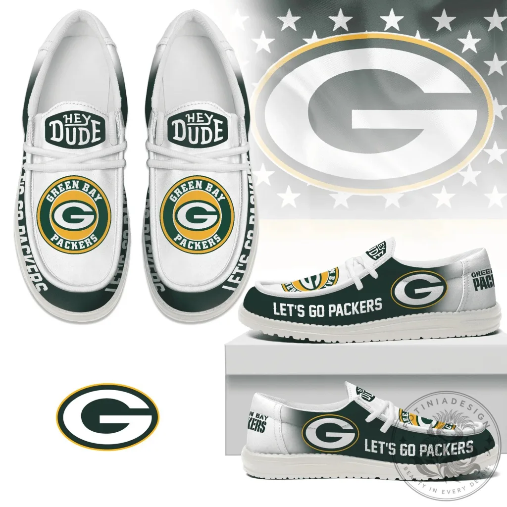 Green Bay Packers Hey Dude Style Loafer Shoes Green Bay Packers Hey Dude Style Loafer Shoes