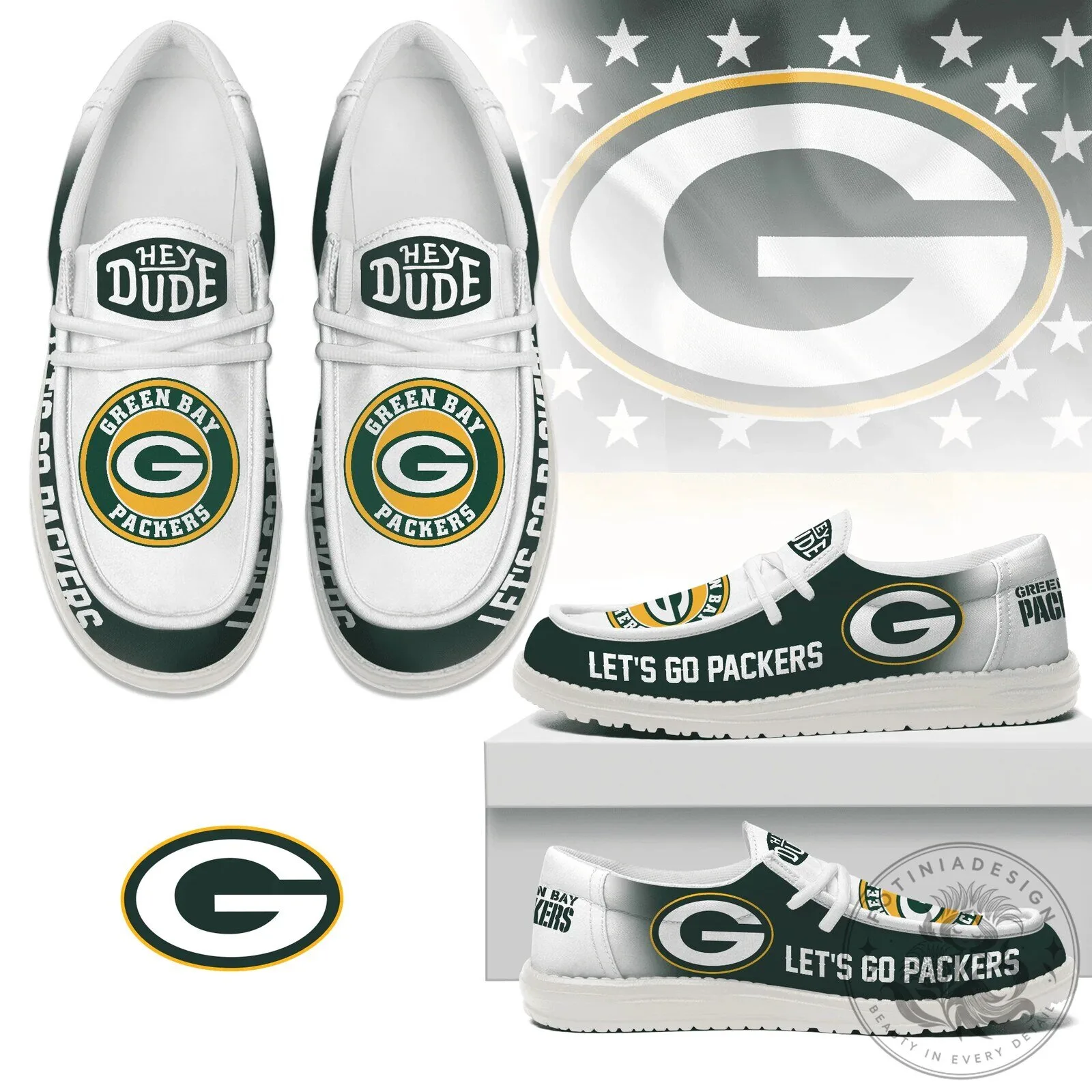 Green Bay Packers Hey Dude Style Loafer Shoes