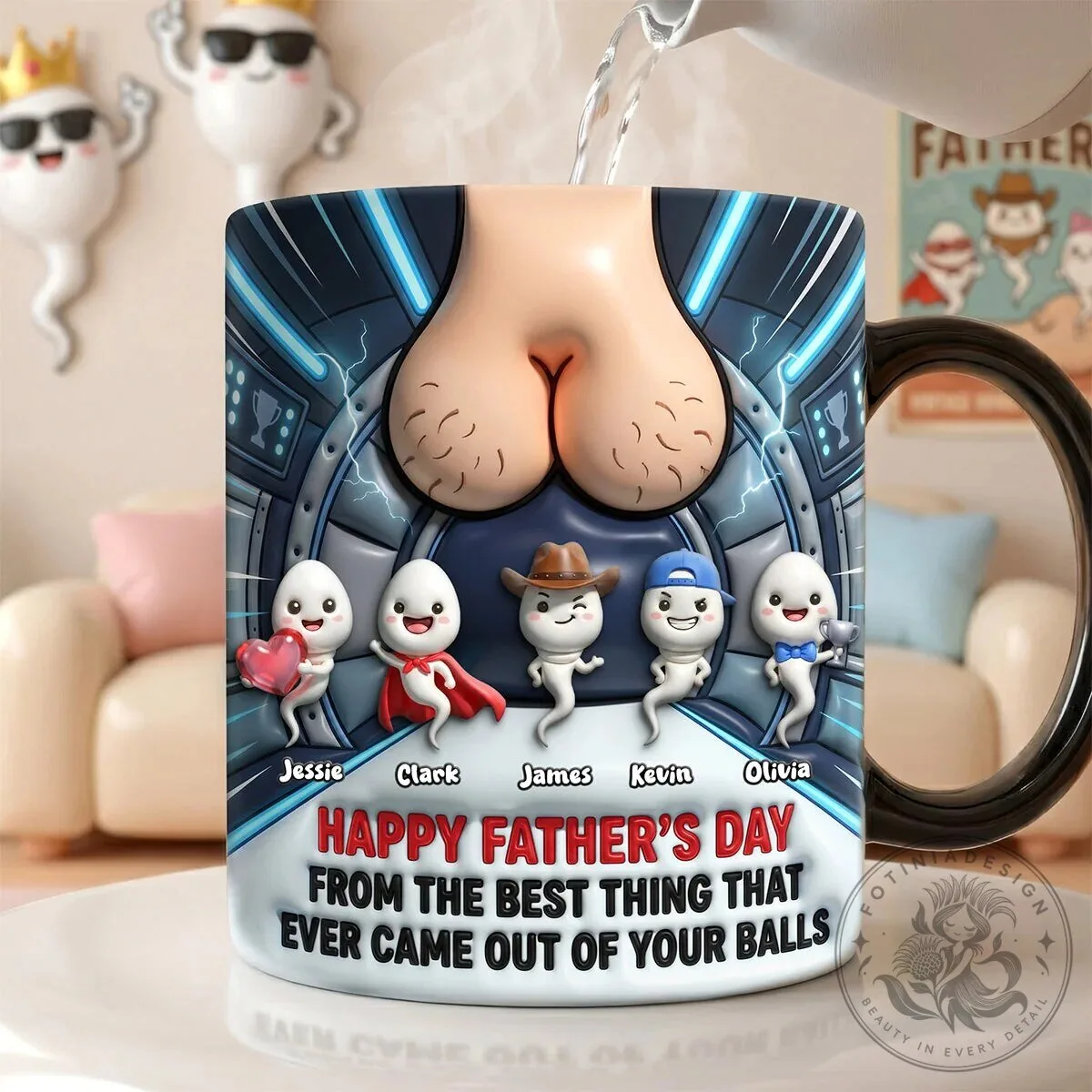 Funny Sperm Happy Father's Day Personalized Coffee Mug