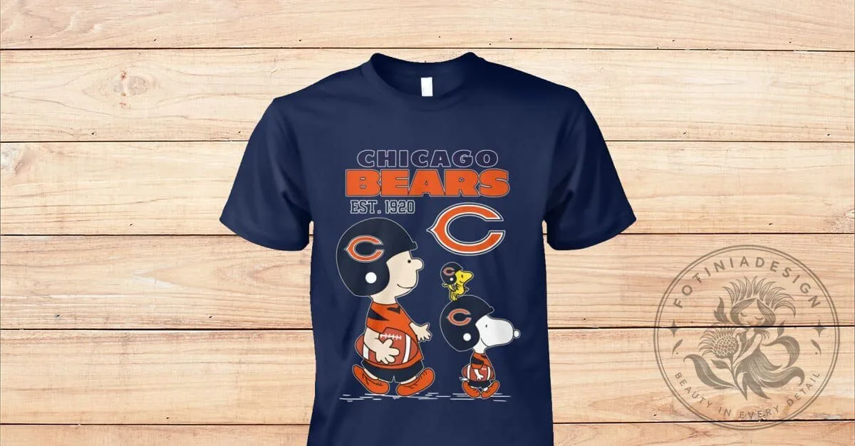 Bear Down Chicago Bears Peanuts Charlie Brown Snoopy Football T-Shirt