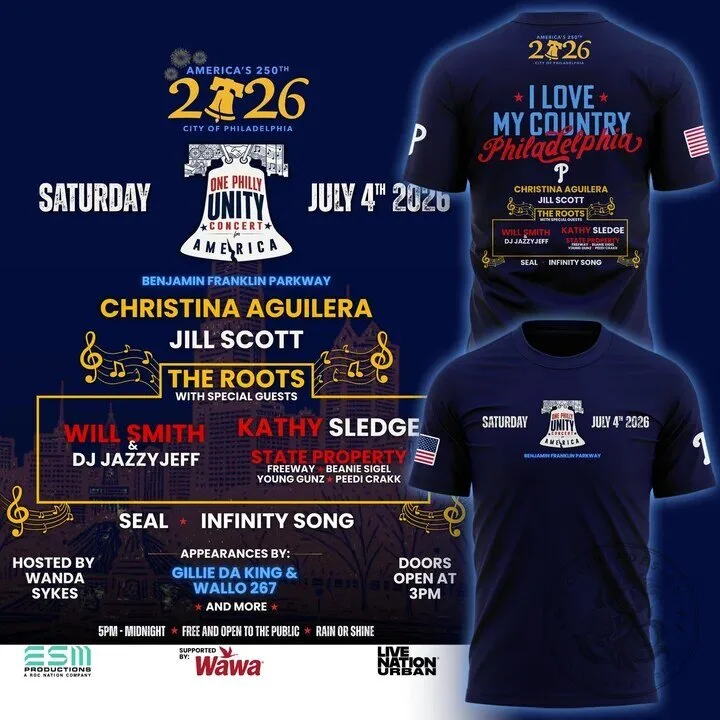 Philly America's 250th Celebration 2026 Concert Lineup T-Shirt