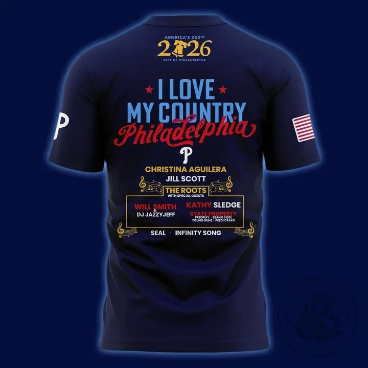 Philly America's 250th Celebration 2026 Concert Lineup T-Shirt 9 Philly America
