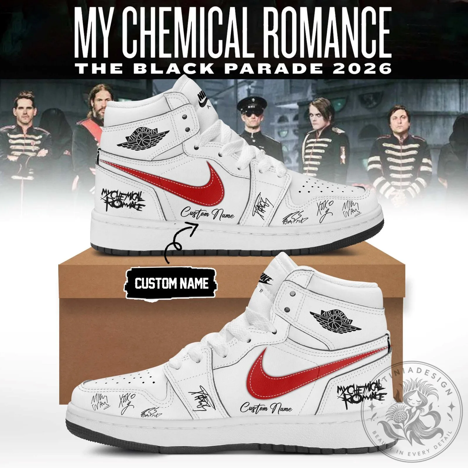 Custom Name High Top Sneakers - My Chemical Romance The Black Parade Edition