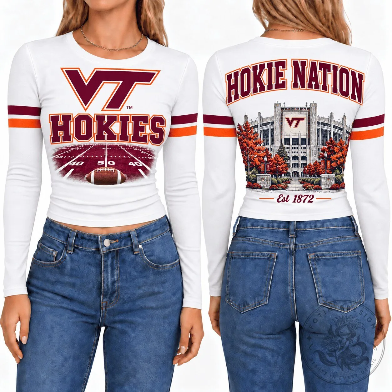 Virginia Tech Hokies Football Field Women's Long Sleeve Shirt
