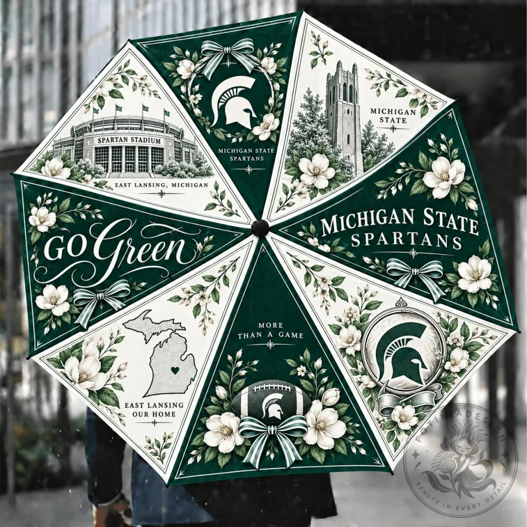 Michigan State Spartans Floral Compact Folding Umbrella Michigan State Spartans Floral Compact Folding Umbrella