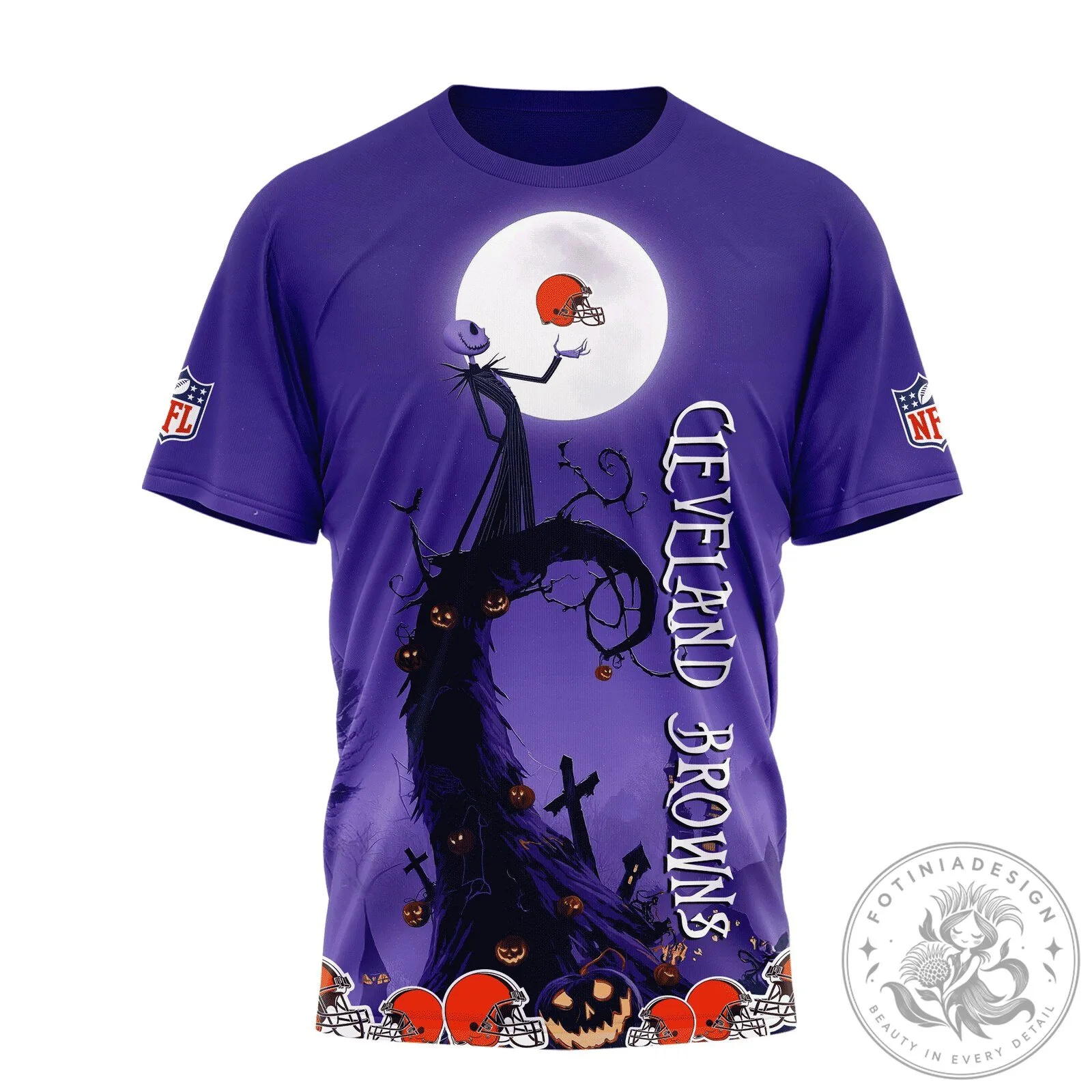 Cleveland Browns Halloween Jack Skellington Nightmare Before Christmas T-Shirt