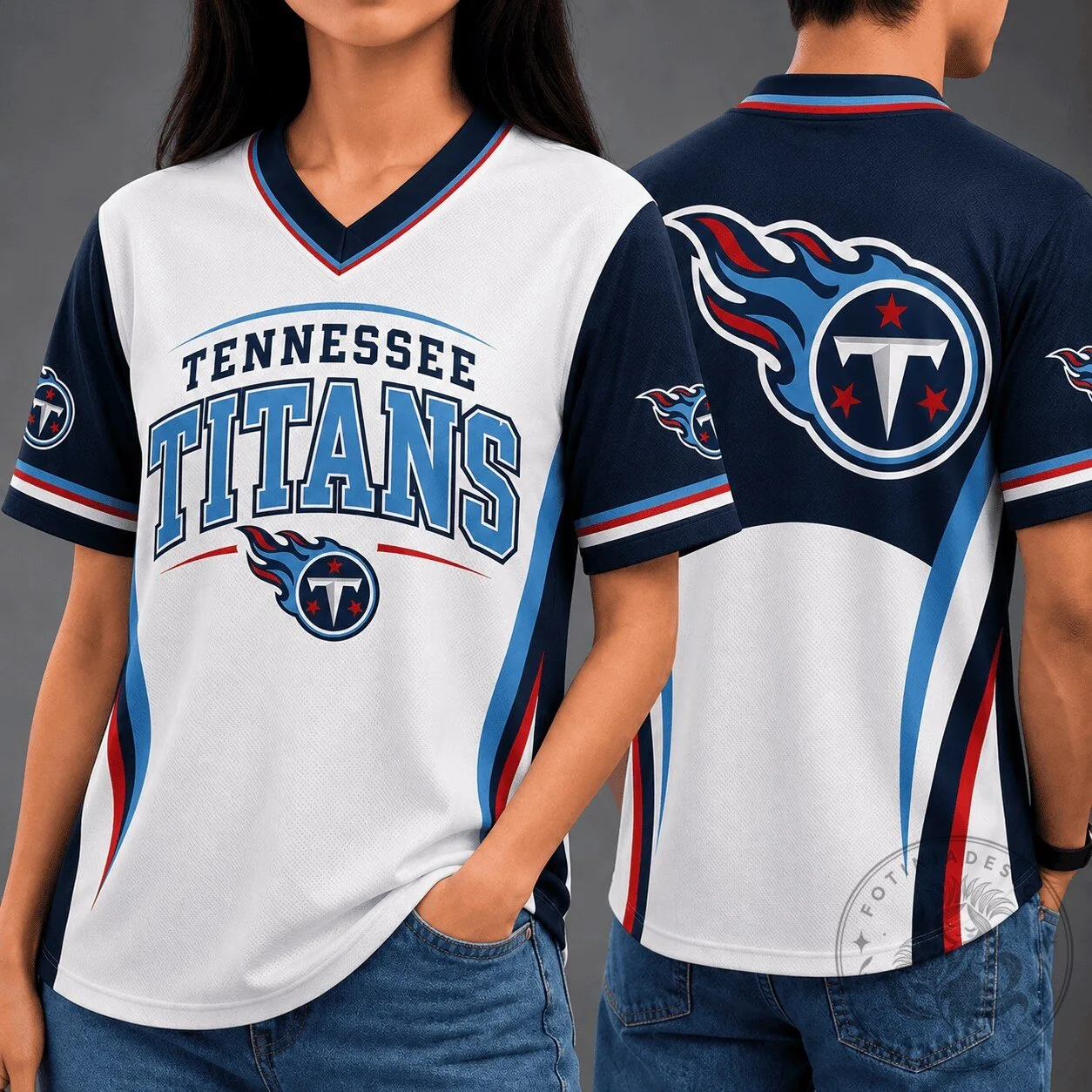 Tennessee Titans NFL Football Team Spirit V-Neck Short Sleeve Jersey