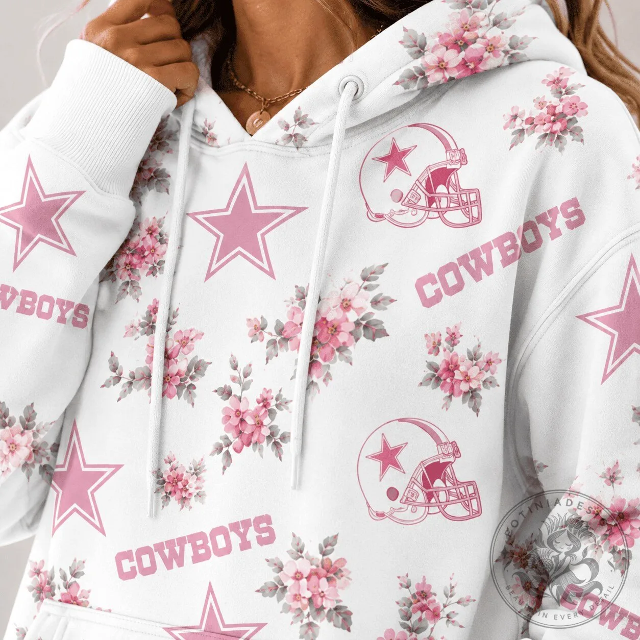 Dallas Cowboys Pink Floral Team Pride Hoodie