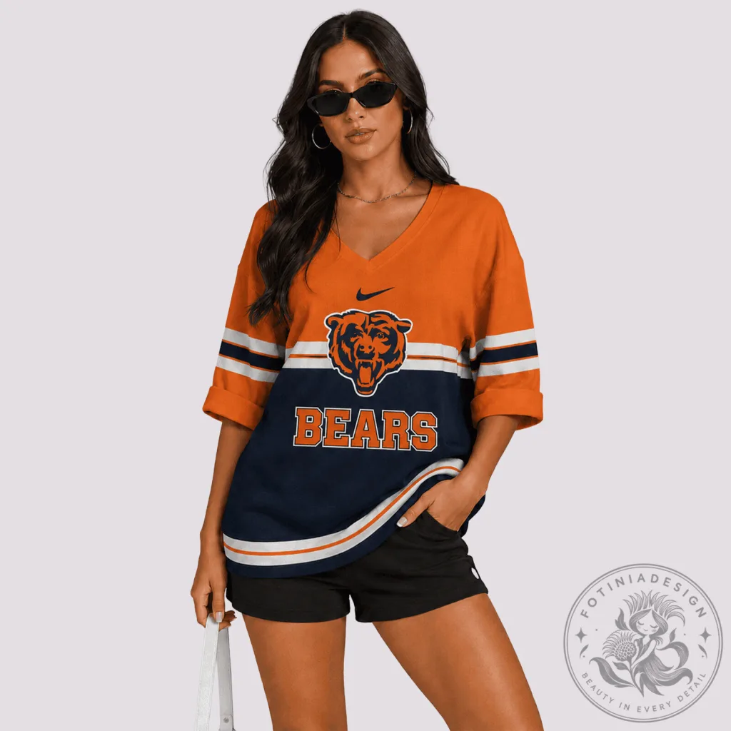 Chicago Bears National Football League V-Neck Long Sleeve Shirt 15 Chicago Bears National Football League V-Neck Long Sleeve Shirt