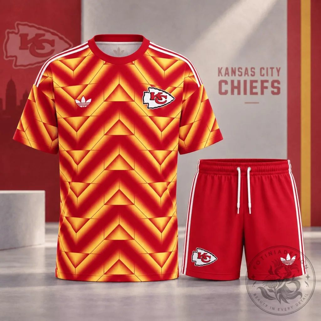 Kansas City Chiefs Geometric Pattern Red and Yellow Football Jersey Kansas City Chiefs Geometric Pattern Red and Yellow Football Jersey