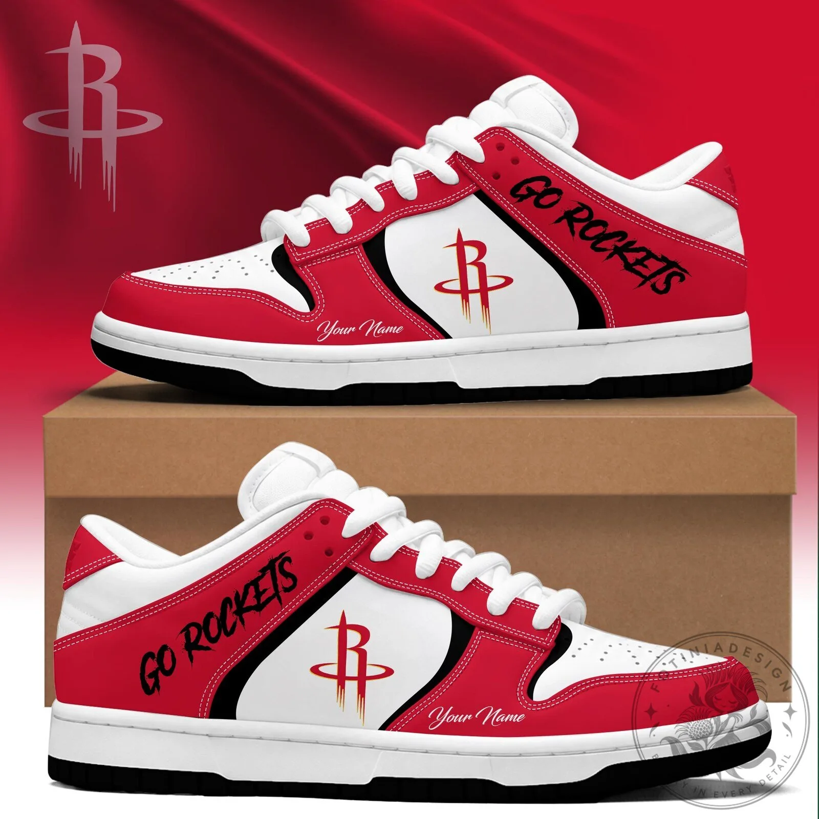 Houston Rockets Go Rockets Custom Name Basketball Team Sneakers