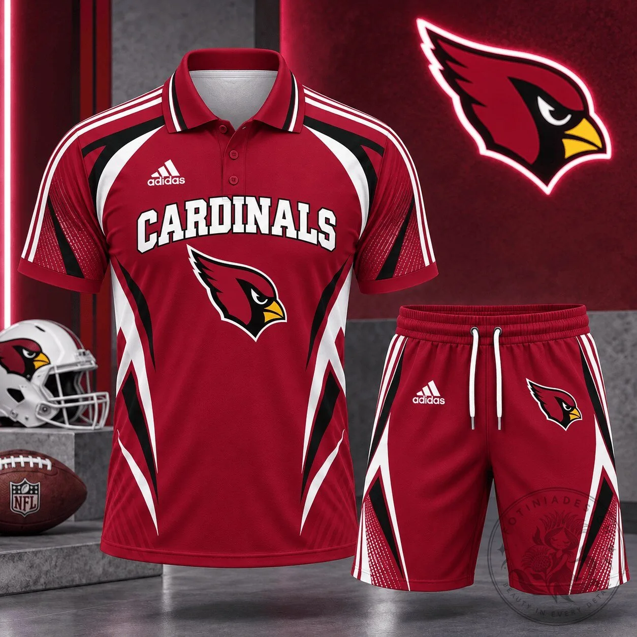 Arizona Cardinals NFL Football Club Graphic Polo Shirt and Shorts Set