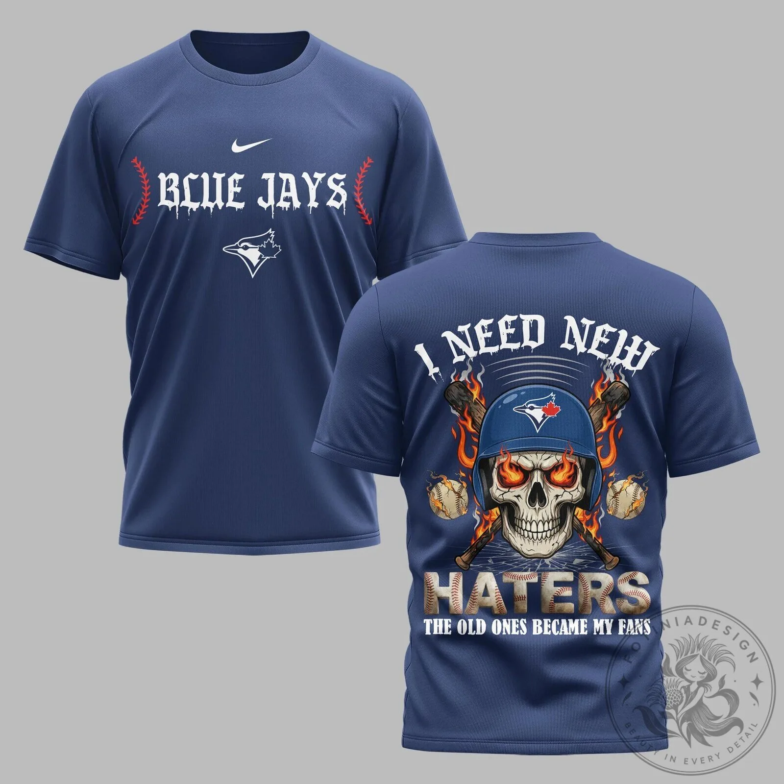 Toronto Blue Jays Shirt with Fire Skull Baseball Haters Design T-Shirt