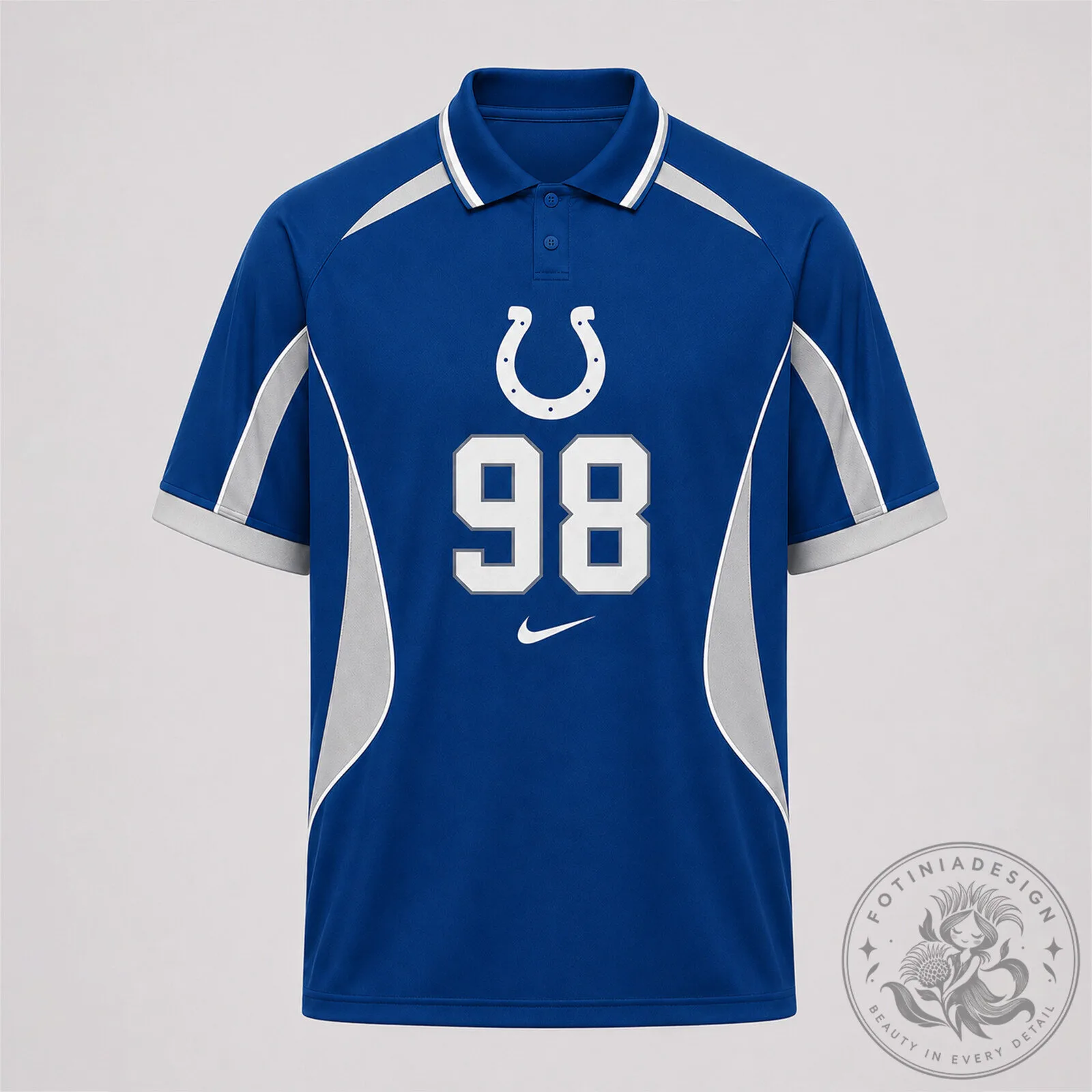 Indianapolis Colts National Football League Custom Number Sports Style Polo Shirt