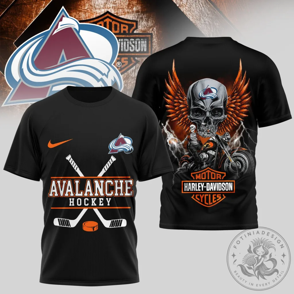 Colorado Avalanche Shirt Harley Davidson Skull Wings Graphic 44 Colorado Avalanche Shirt Harley Davidson Skull Wings Graphic